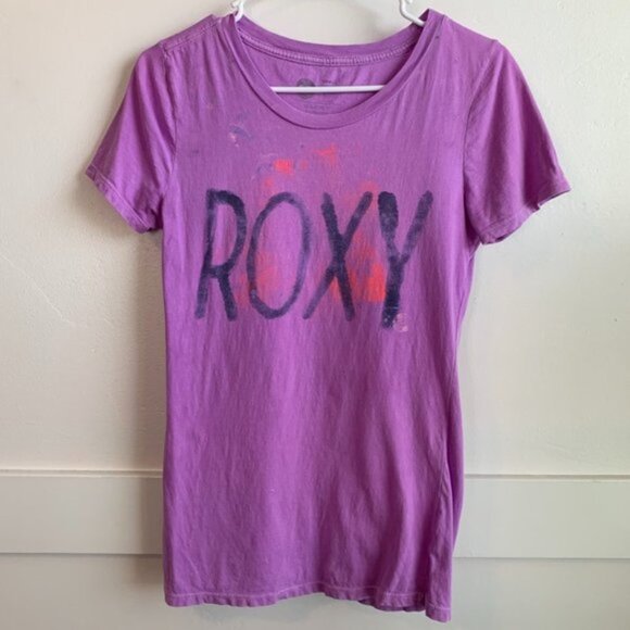 Roxy Tops - Roxy Purple Logo Short Sleeve Shirt